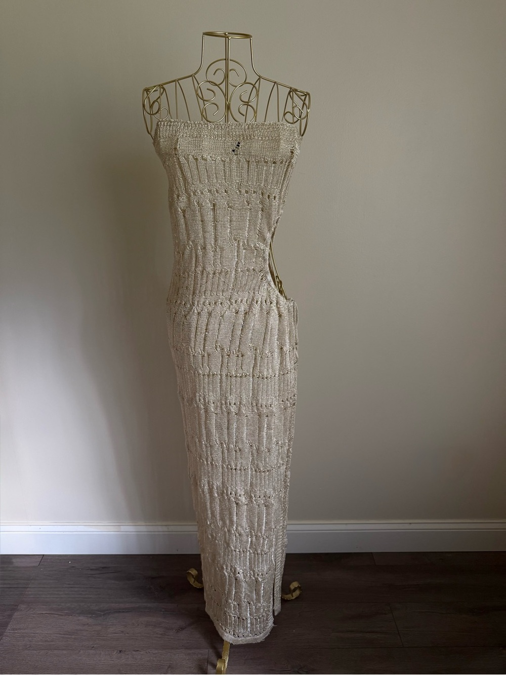 edge Strapless Cream Knit Maxi Swim Coverup